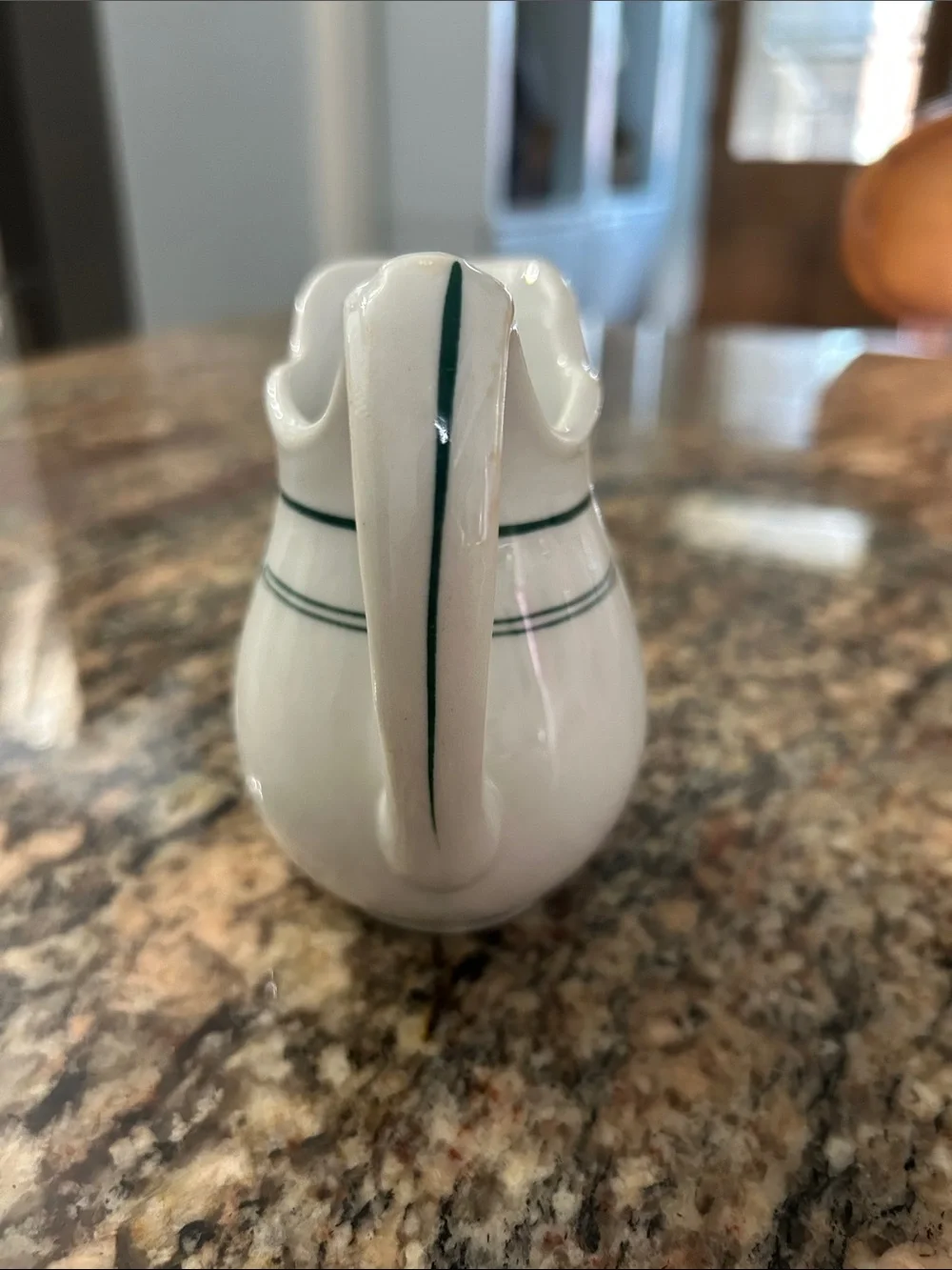 Jackson Vintage White Ceramic Creamer with Green Trim